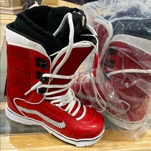 Red and White Snowboard Boots